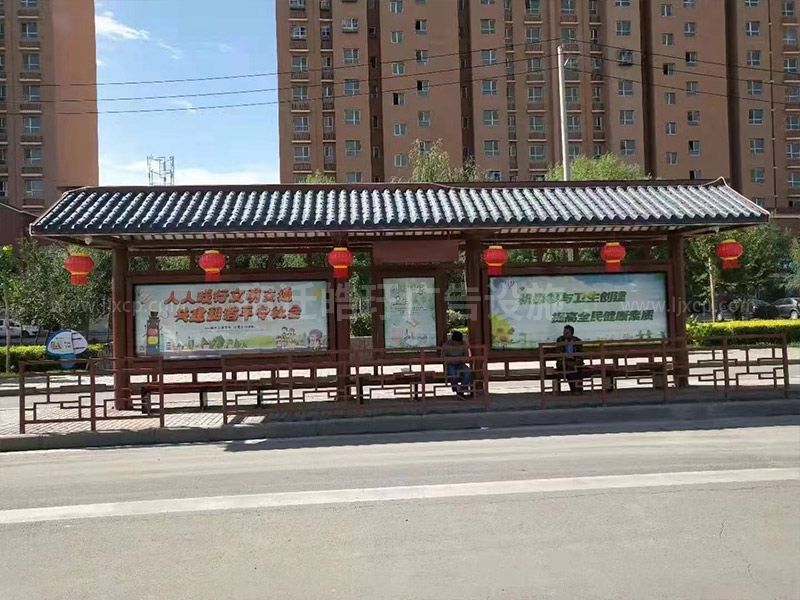 仿古候車亭廠家現場安裝案例
